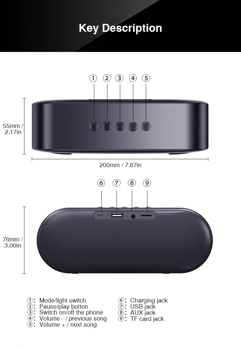 Mini Bluetooth Speaker Portable Wireless Speaker Sound System 3D Stereo Music Surround led light Support Bluetooth TF AUX U-disk (13)
