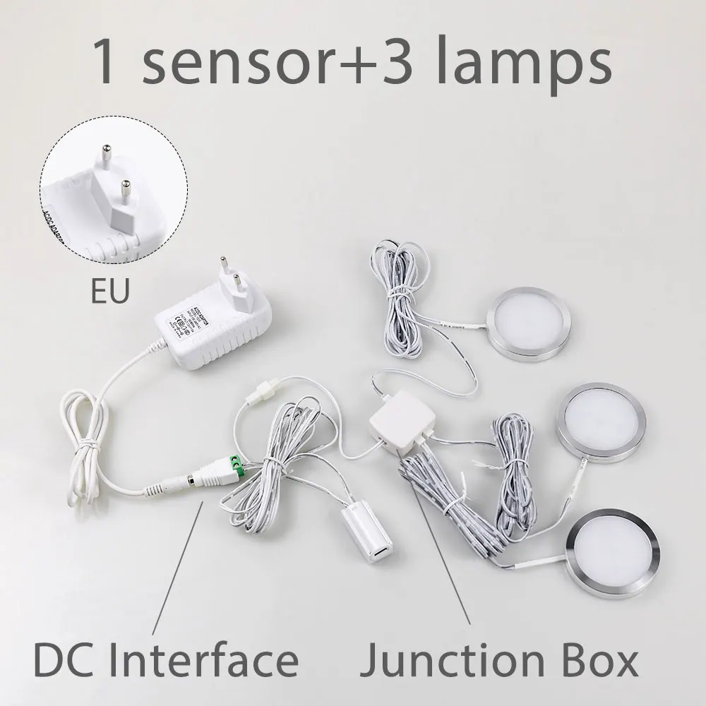 2,5 Вт 12 В DC умный дверной датчик движения Инфракрасный светильник под шкаф s умный переключатель Шкаф светильник ing - Цвет: 1sensor and 3lamp-EU