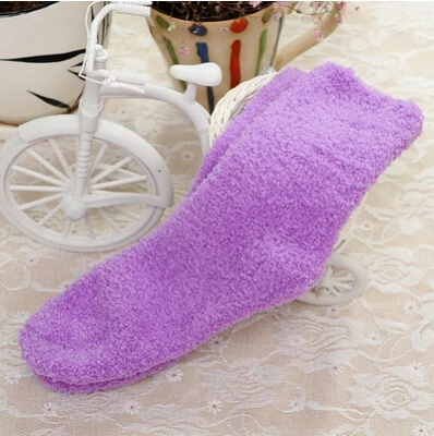 Toivotukasia пушистые носки для женщин зимние пушистые Doudou материал толстые теплые флисовые Носки для сна - Цвет: purple