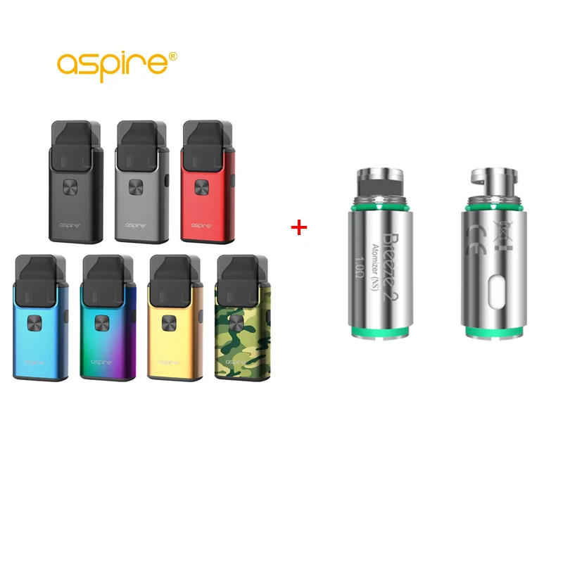 

100% Genuine Original Aspire Breeze 2 AIO Vape Kit + 5Pcs Breeze 2 1.0ohm for Breeze 2 Kit Replacement Atomizer