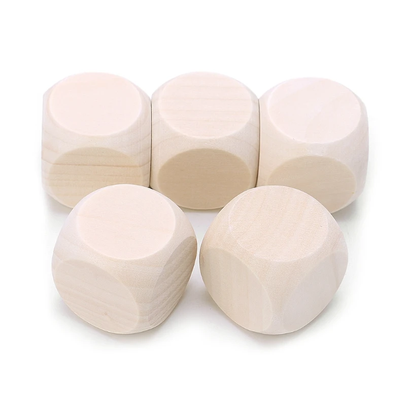 

5pcs Blank Wood Dice Kid Printing Engraving Graffiti DIY Toys Family Party Games