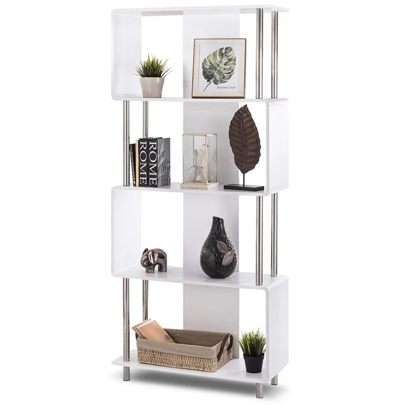 

Industrial Style 4 Shelf Modern Storage Display Bookcase Book Rack Bookshelf Living Room Furniture HW56698