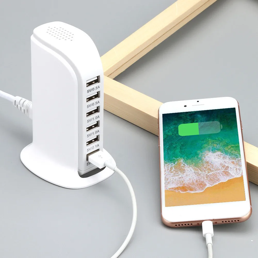 

Quick Charge 6 Ports USB Rapid Charging Socket 6A Wall Charger Travel Plug Desktop USB HUB Splitter Multi Port Phone Charger