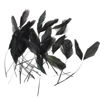 

30pcs Dyed Rooster Cock Shell Feather 4.7 - 8.6 Inch Black