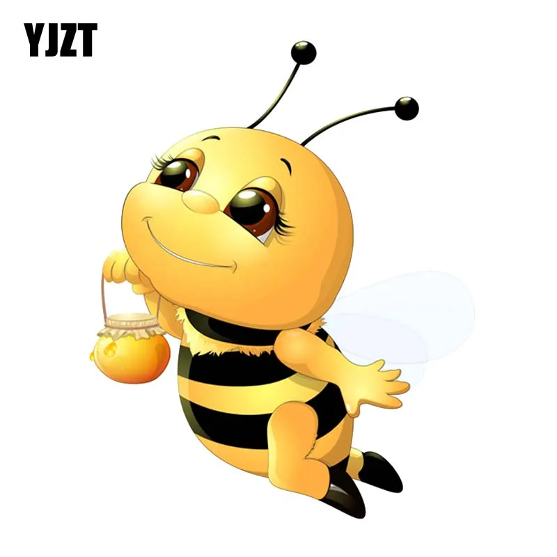 

YJZT 14.5CM*18CM An Industrious Bee Cartoon PVC Car Sticker Decal 12-300595