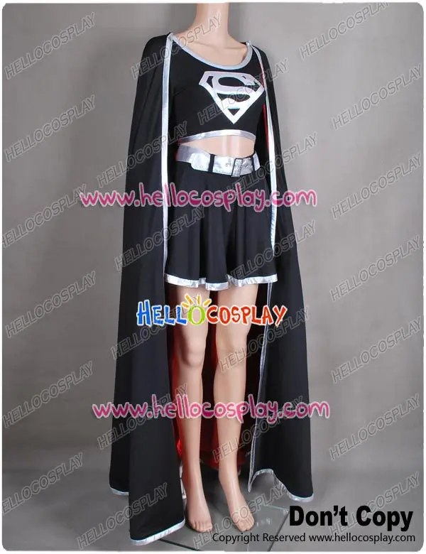 DC Comics Evil Supergirl Cosplay Costume Super Girl Black Dress H008