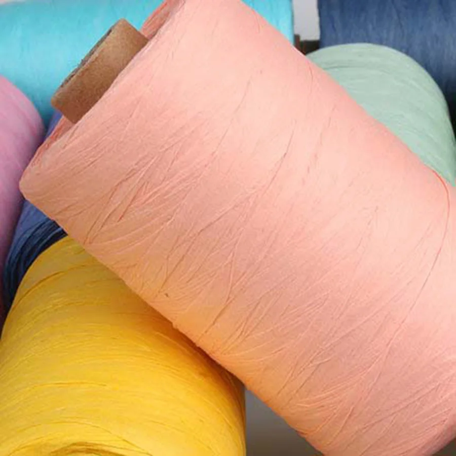 

Cotton Raffia Yarn Solid Yarn for Crocheting Raffia Bag Popular Summer Raffia Ribbon DIY Handknitting Raffia Straw Hats 180meter