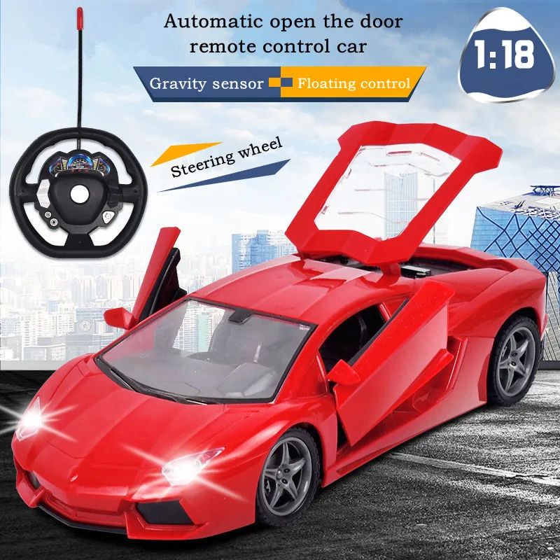 

RC Car 1:18 Flashing 4CH Drift Model Radio Remote Control Drift Cars Rechargeable Battery One Key Open Door Kids Boys Toys Gifts
