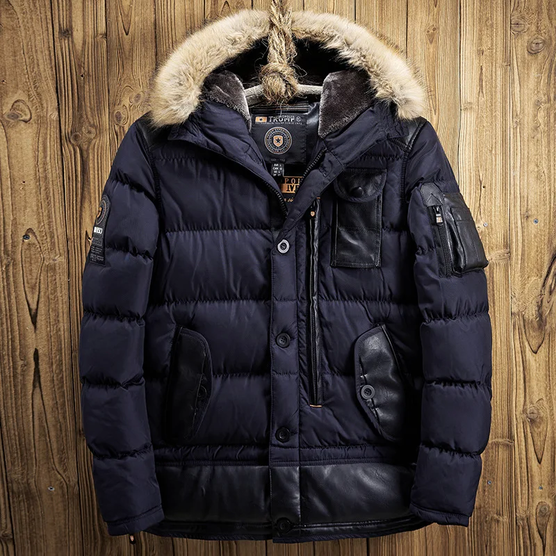 Мужская зимняя куртка на молнии теплая парка из полиэстера с капюшоном|winter jacket