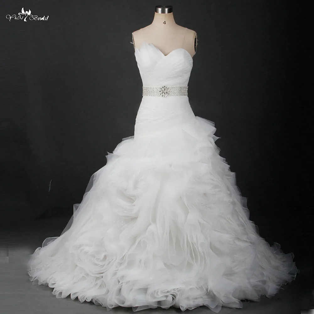 

RSW1230 Dropped Oblique Wait Ruffles Skirt Puffy Wedding Gowns