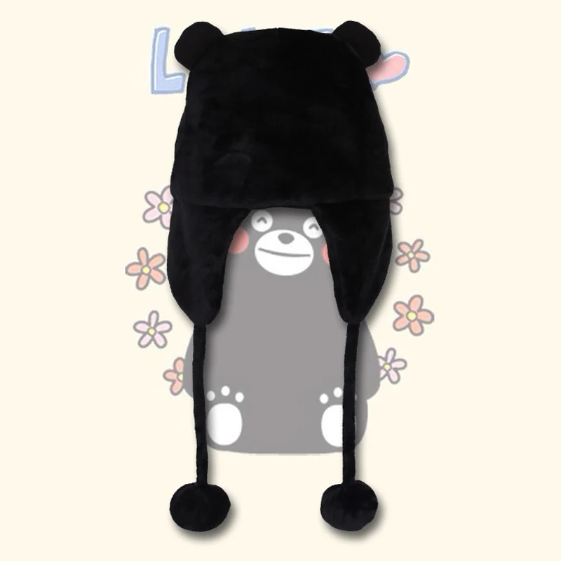 Дизайнерская плюшевая зимняя теплая Милая шапка Kumamon с медведем для мужчин и