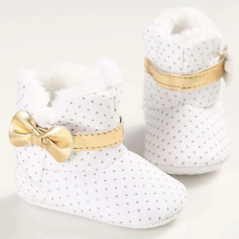 Очень теплая обувь для маленьких мальчиков и девочек; зимняя хлопковая зимняя обувь для малышей; нескользящие ботинки с мягкой подошвой для младенцев - Цвет: Белый