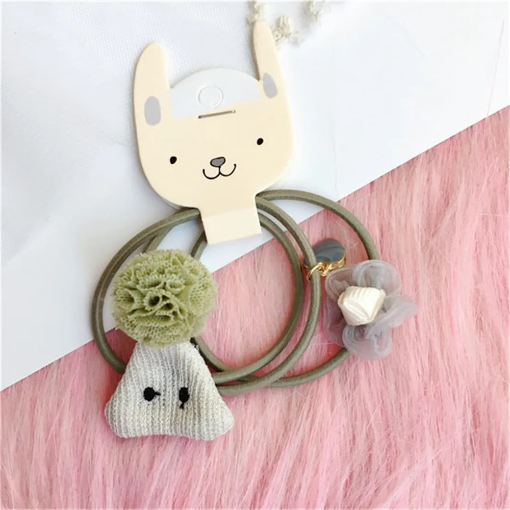3 шт., корейские эластичные повязки для волос ручной работы с кроликом из мультфильма, блестками и бантом, комплекты детской одежды для девочек, Accessories-SWKHWS036C5