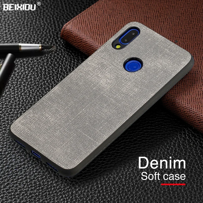 Роскошный джинсовый кожаный холщовый чехол для Xiaomi Redmi Note 7 телефона деловая