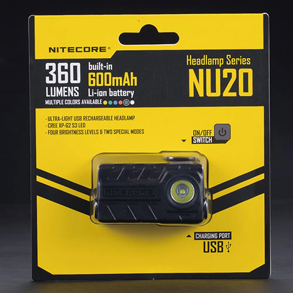 Nitecore NU20 встроенный литий-ионный аккумулятор 360 люменов CREE XP-G2 S3 светодиодный налобный фонарь для кемпинга и бега