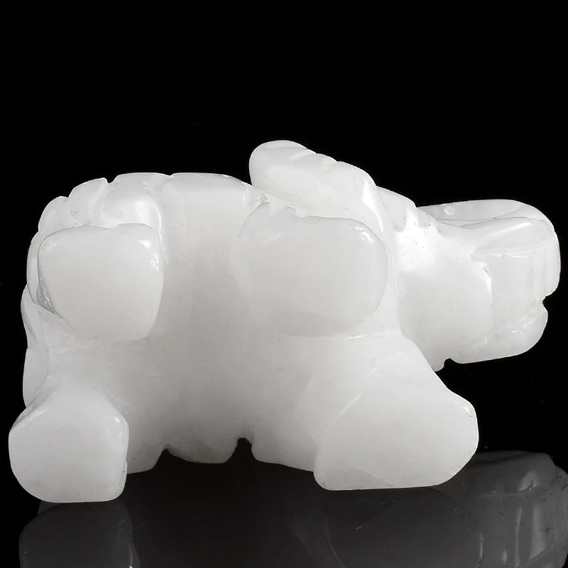 Estatuilla de elefante de Jade blanco Natural de 2 pulgadas, estatua de animales tallada de cristal para decoración del hogar, curación de Chakra