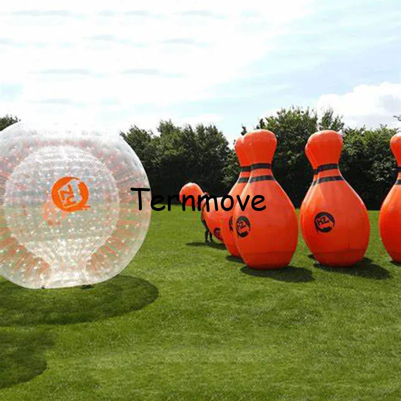 

Free Shipping 6 pieces/lot 2m+3m Inflatable Bowling pin with Sports Zorb Ball For Human Bowling Pins