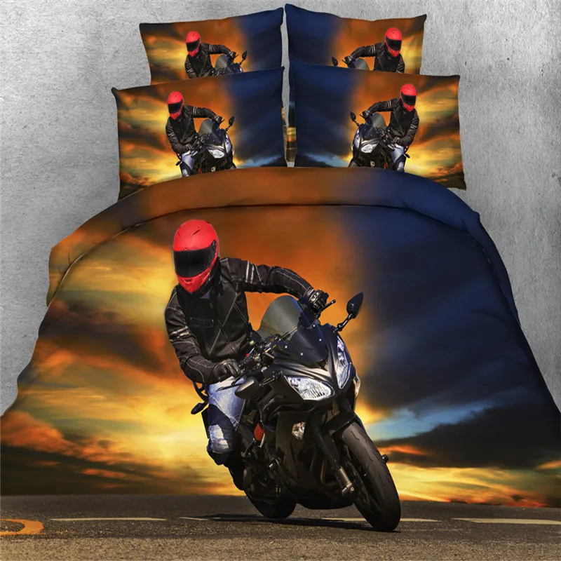 3d Kids Childrens Quilt Cover Bedding Set Car Motorbike Boys
