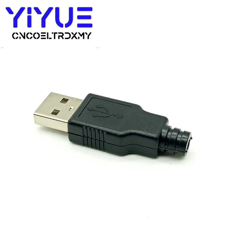 

5pcs Type A Male USB 4 Pin Plug Socket Connector With Black Plastic Cover