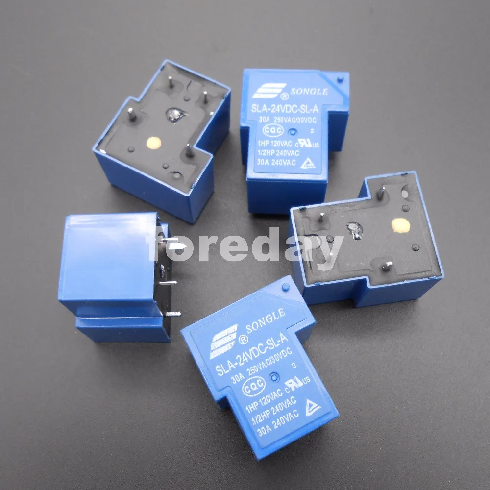 HQ 5PCS Blue SLA-24VDC-SL-A 4 Pins SONGLE R Power Relay 24V DC SPST SLA Original 30A Switching 20A/30VDC 250VAC NEW*FD439X5 |