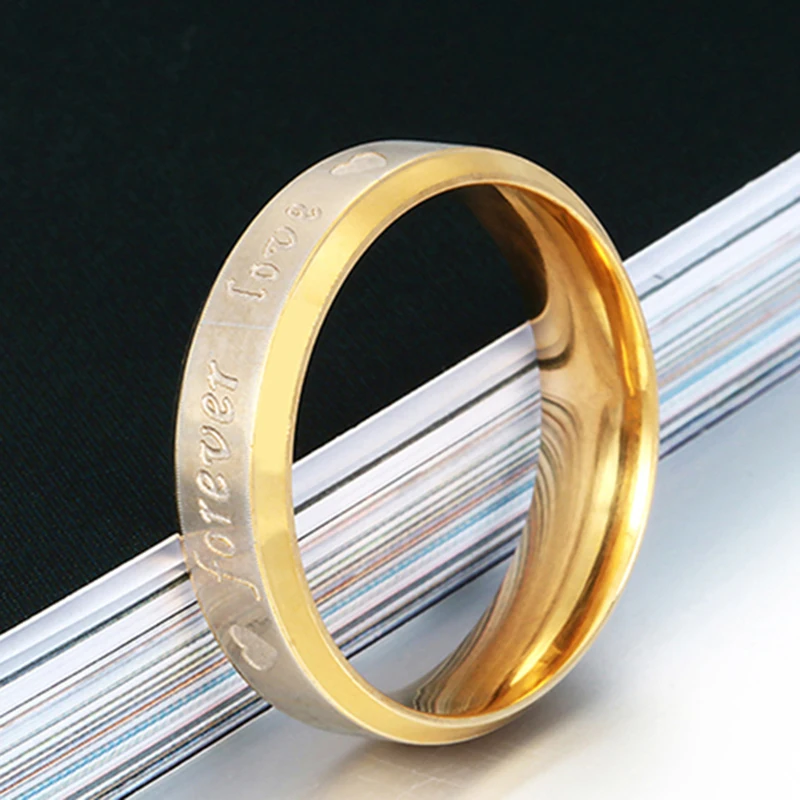Обручальные кольца ELSEMODE с надписью «Forever Love» и надписью «сердце», обручальное кольцо из нержавеющей стали для женщин