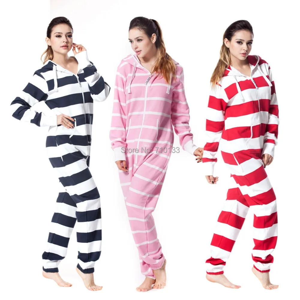 

Striped one piece jumpsuit all-in-one onesies onezie brushed fleece cotton jump in cosy tracksuit unique hoody