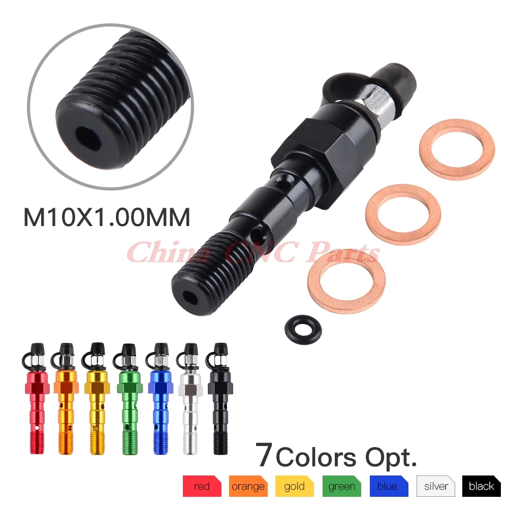 

M10 1.0 1.25 Thread Double Banjo Bolt with Bleeder Screw Washer Dust Cap For KTM Honda Kawasaki Suzuki Yamaha Aprilia Triumph