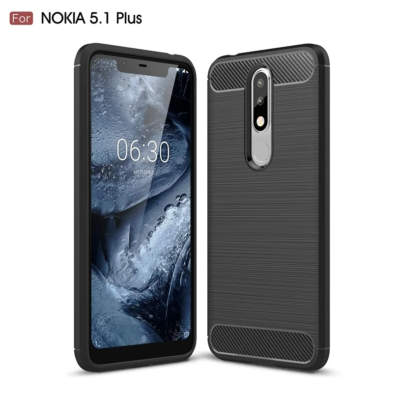 

Shockproof Phone Case For Nokia 5.1 Plus / Nokia5.1Plus / X5 Carbon Fiber TPU Drawing Material Phone Cases Cover For Nokia X5