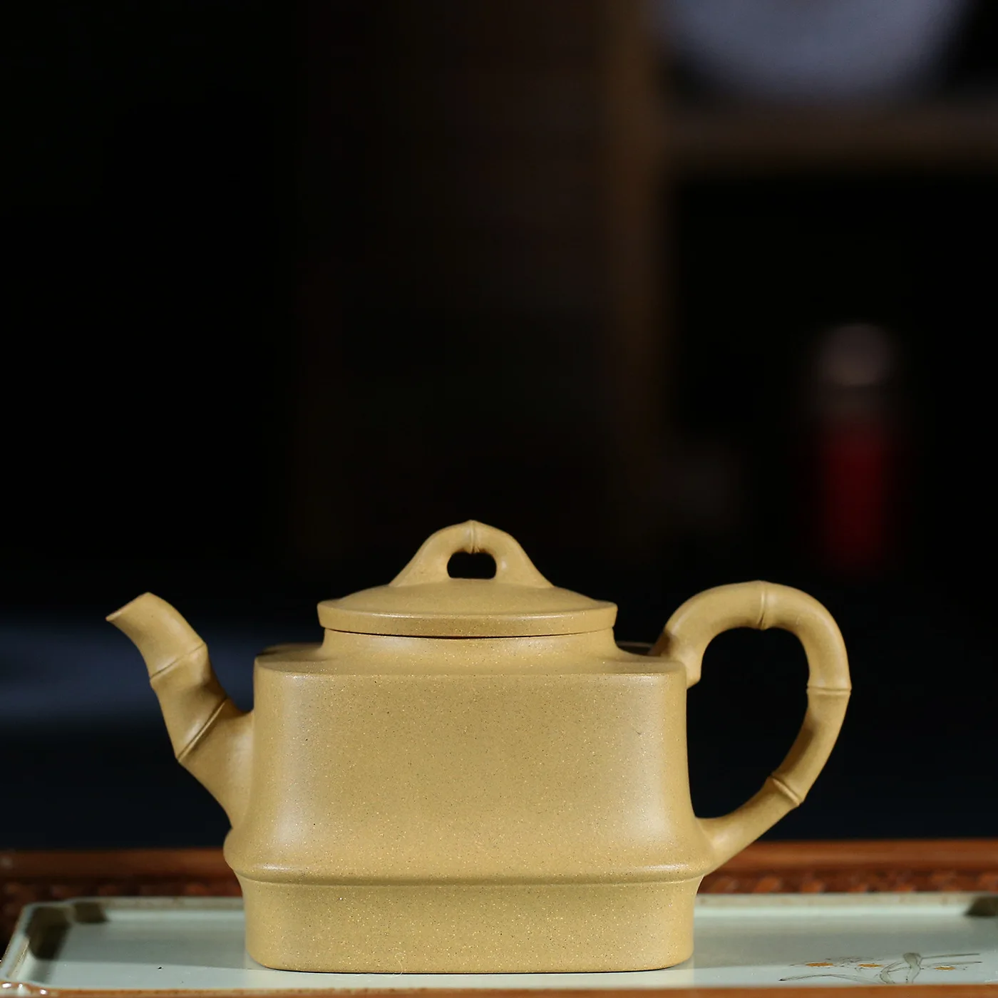 

Full Enameled Pottery Teapot Raw Ore Section Mud Square Bamboo Section Kettle Kungfu Online Teapot Tea Set Suit Wholesale Gift