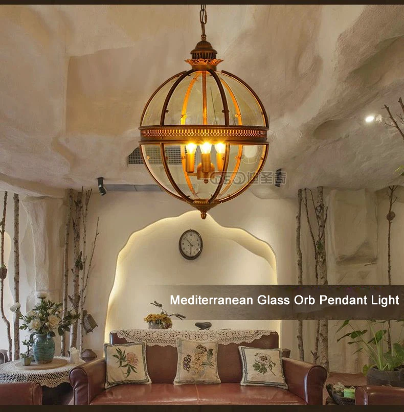 dsq mediterranean american rural glass orb pendant light in pendant