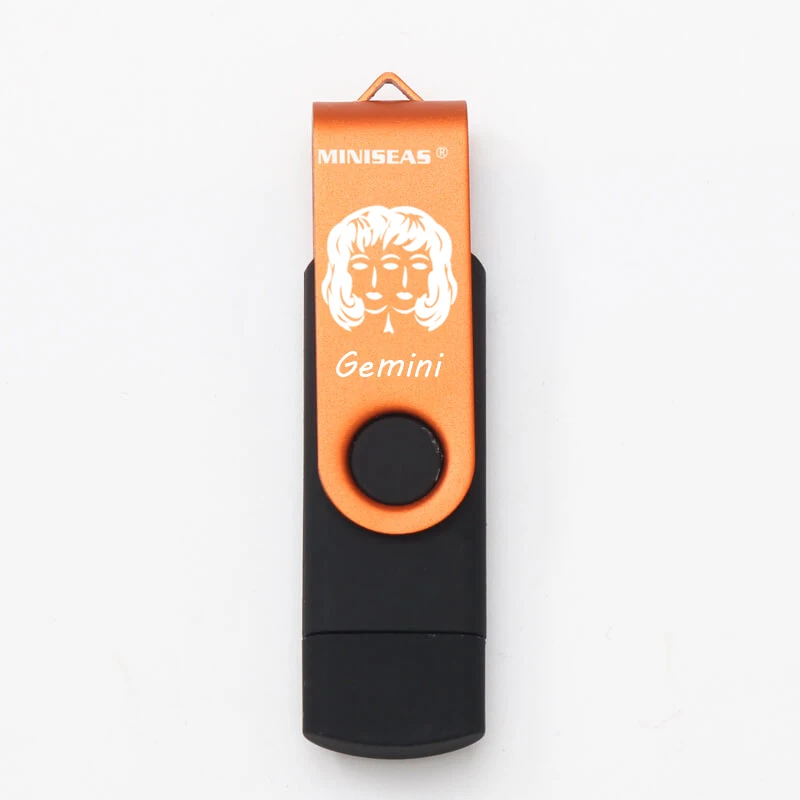 USB флеш-накопитель Miniseas 12 созвездий OTG 128gb 64gb cle usb флеш-накопитель 32gb Pendrive 16gb 8gb 4 gb USB 2,0 memory stick - Цвет: Gemini