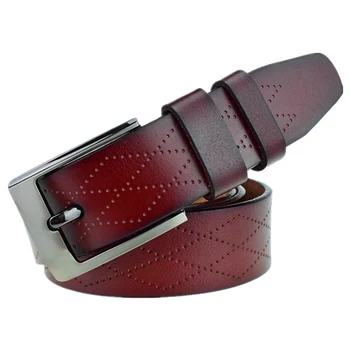 

2019 Luxury Belts for Men Fashion Personality Plaid Belts Pin Buckle High Quality Genuine Leather Belts