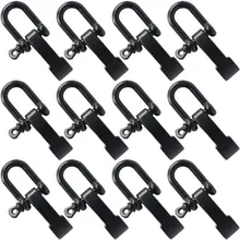 QingGear упаковка из 12 регулируемые скобы пряжки черный u-образный с 4 отверстиями для уличный Паракорд Веревка DIY выживания браслеты