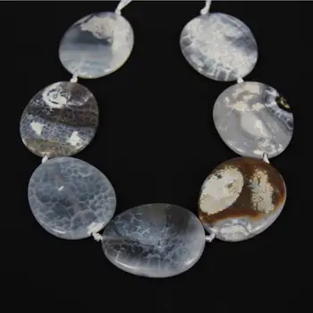 

New Item!Natural Dragon Veins Achate Stones Drilled Loose Beads,Oval Slice Shape Beads Pendant Necklace,Big Size,Smooth Beads