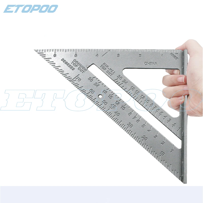 

1Pcs 7"/180mm 45 Degrees Aluminum Alloy Square Angle Triangle Ruler Measuring Tool Woodworking Tools