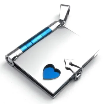 

Lovely lover letter unique design pendant stainless steel pendant man's hollow heart on a book shape pendant size 4.1cm*2.6cm