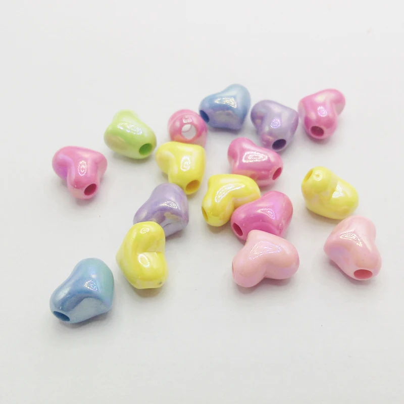 

100pcs/lot 11*9mm Mixed Color Heart Shape Beads Fashion Jewelry Making Acrylic Bead For DIY