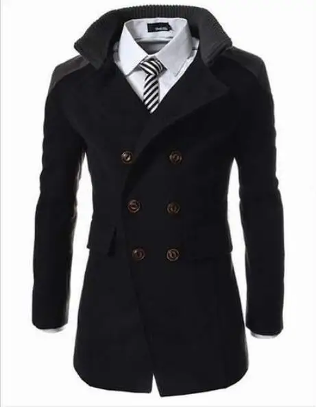 Для мужчин жакет черный теплый зимний Тренч Длинная Верхняя одежда и пуговицы умное пальто Для мужчин Стильный Формальные пальто sobretudo Большие размеры xxxl - Цвет: 1