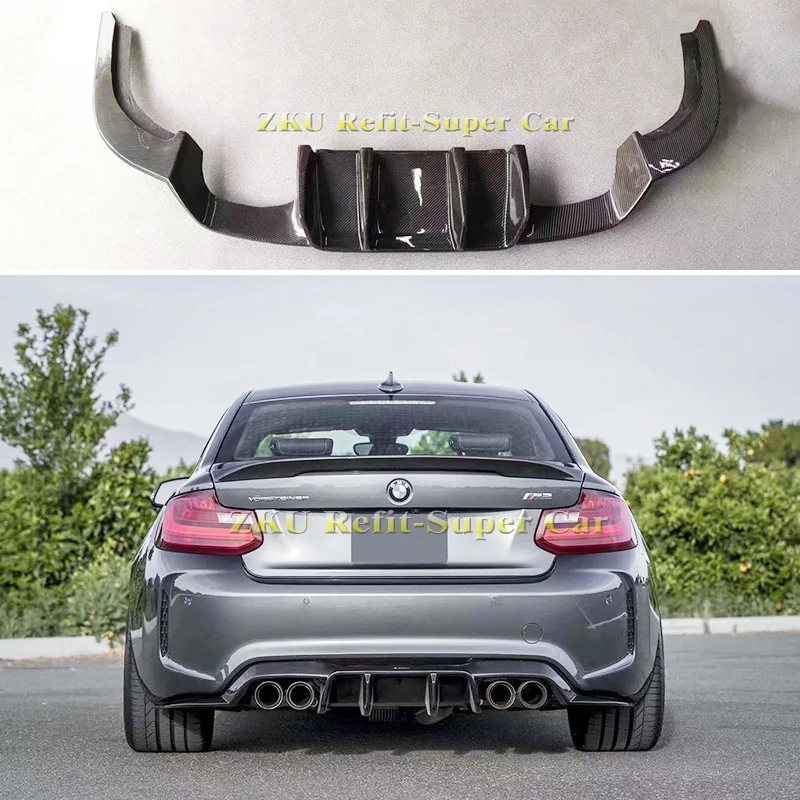 

V style high quality Carbon Fiber Car Rear Bumper Lip Diffuser for BMW 2 Series M2 F87 2014-2018