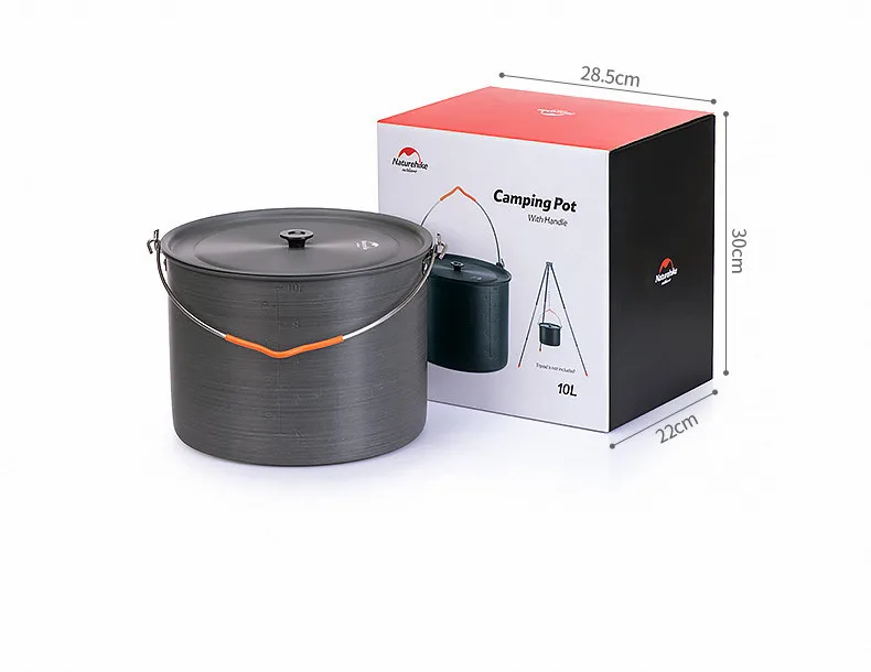 Pote de Liga de Alumínio Portátil para Piquenique Naturehike Ourdoor Cozinhar Grande Capacidade Pendurado Pote Utensílios 10l 15 Louça para ar livre
