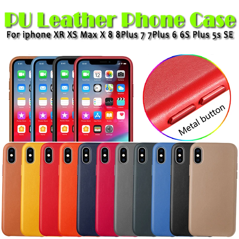 

Metal button Leather Phone Case For iPhone XS Max X XR Leathe Back Cover With Retail Box 7 8 Plus 7P 6S 6 Plus 5 5s SE