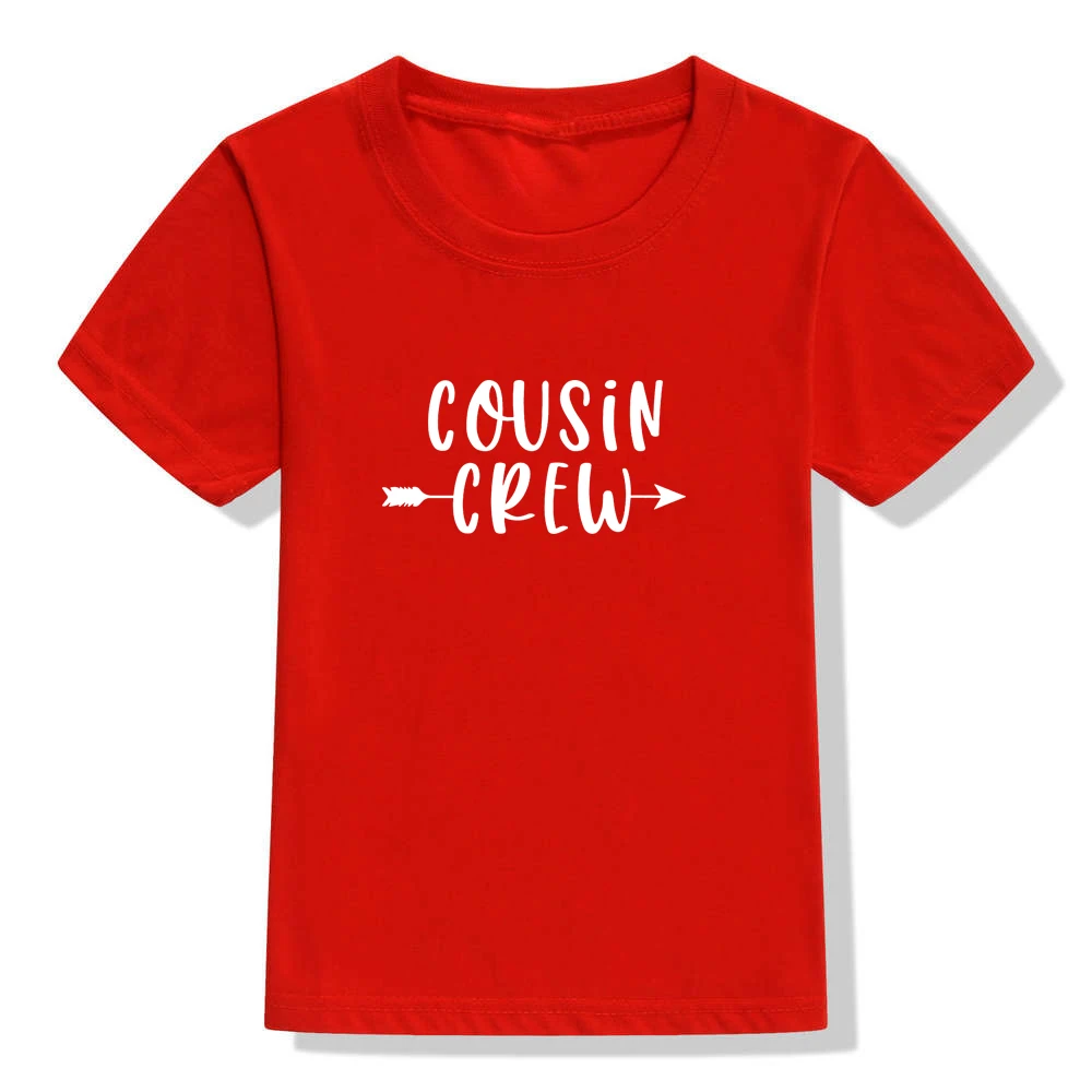 Cousin Crew Letter Print Kids Tshirt Summer Short Sleeve Graphic Tee Shirt Boys Girls Tee Fashion Casual Tops Tee Shirt Clothes