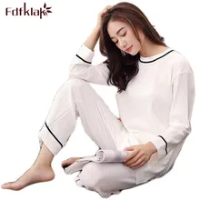 Fdfklak, женские домашние костюмы, весна-осень, пижама с длинным рукавом, Женская Хлопковая пижама, Femme, одежда для сна, семейный пижамный комплект, ночное белье, Q473