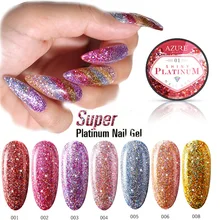 Azure beauty Платиновые Блестки УФ-гель для ногтей Блестящие Блестки Гибридный гель светодиодный впитывающий эмаль для ногтей Полупостоянный светодиодный гель эмаль