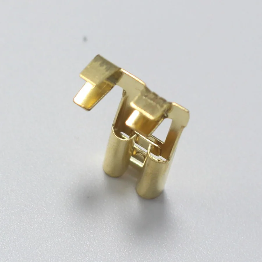 50pcs Copper 6.3 Crimp Terminal 6.3mm Flag Type Uninsulated Spring Connector Right Angle Female Cold Terminal