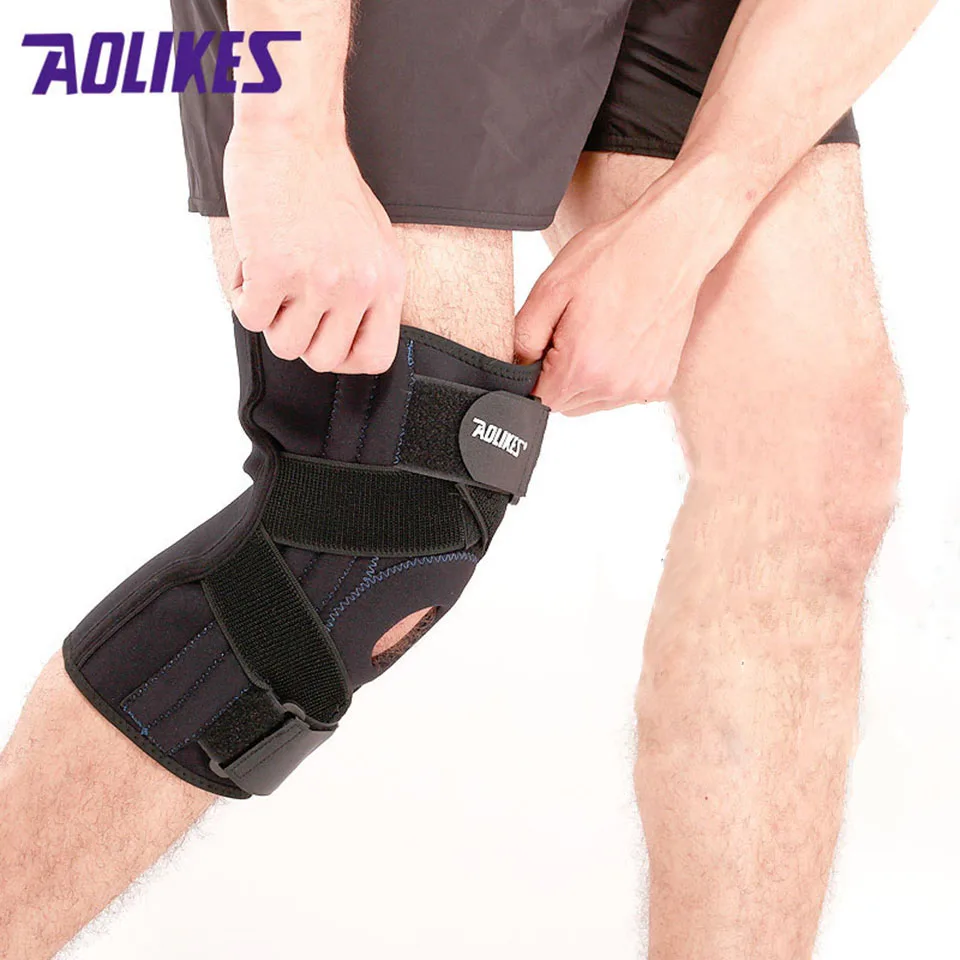 

AOLIKES 1PCS Adjustable Hinged Wraparound Knee Brace Patella Compression Knee Supports Kneepad Relief for Football Basketball