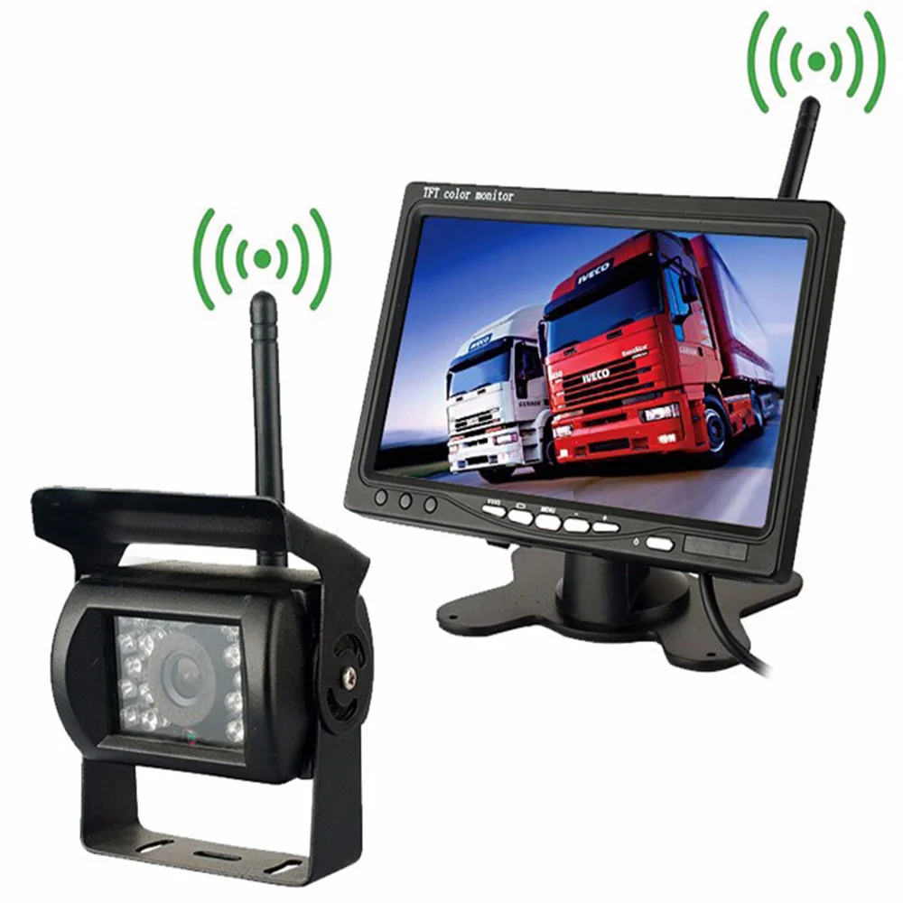 Wireless Vehicle Backup Camera & IR Night Vision 7 inch HD Monitor Car Rear View Cameras for