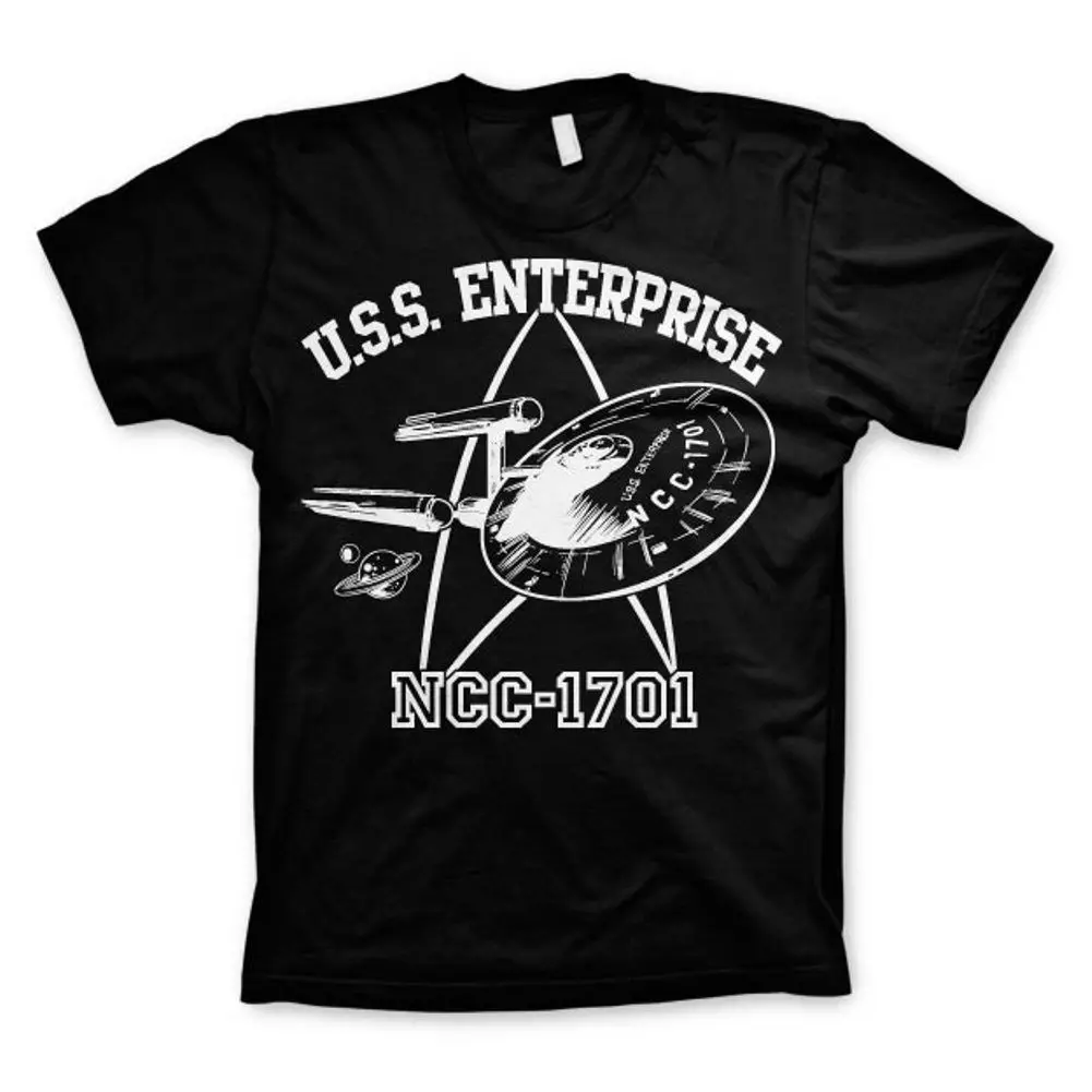 Offiziell Herren Star Trek U. Enterprise Aufdruck Шварц Футболка-Ретро | Мужская одежда