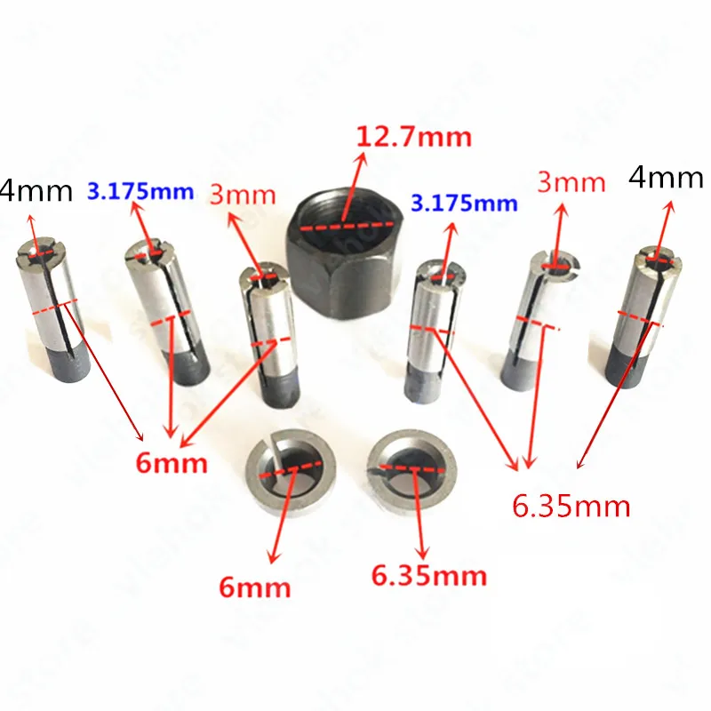 Переходник для цанговой гайки 1/4 'ɱ/8'' 3 мм 4 6 Makita 3701 3708FC 3708F 3707FC 3706 3707F 3705 3703