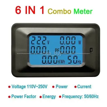 

AC All in One Meter AC 110V 220V 100A Voltage Current Power Factor KWH Energy Frequency HZ digital LCD 6IN1 Voltmeter ammeter